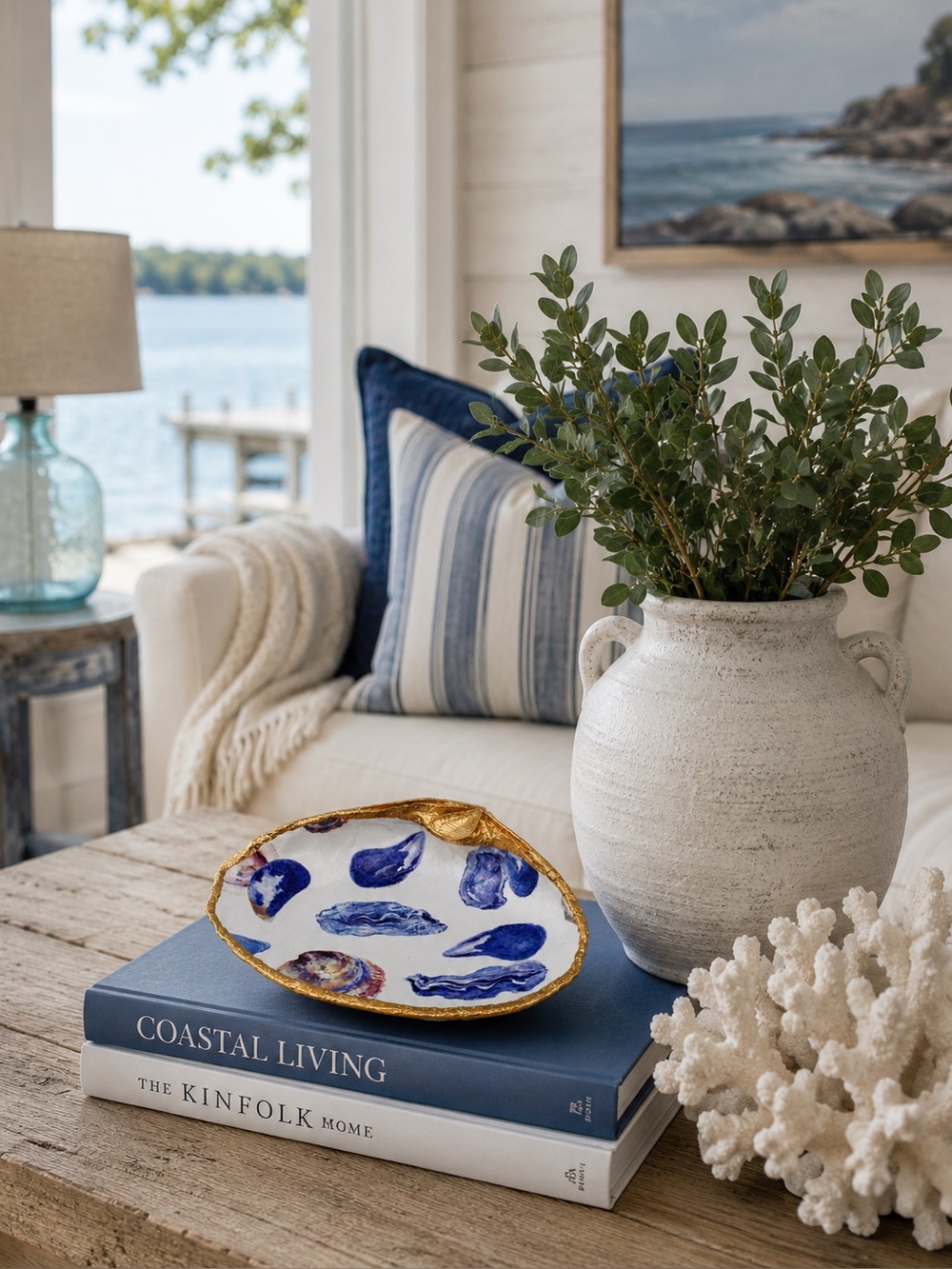 Handcrafted Clam Shell Dish | Decoupage Seashell | Coastal Home Decor - Picture 3 of 5